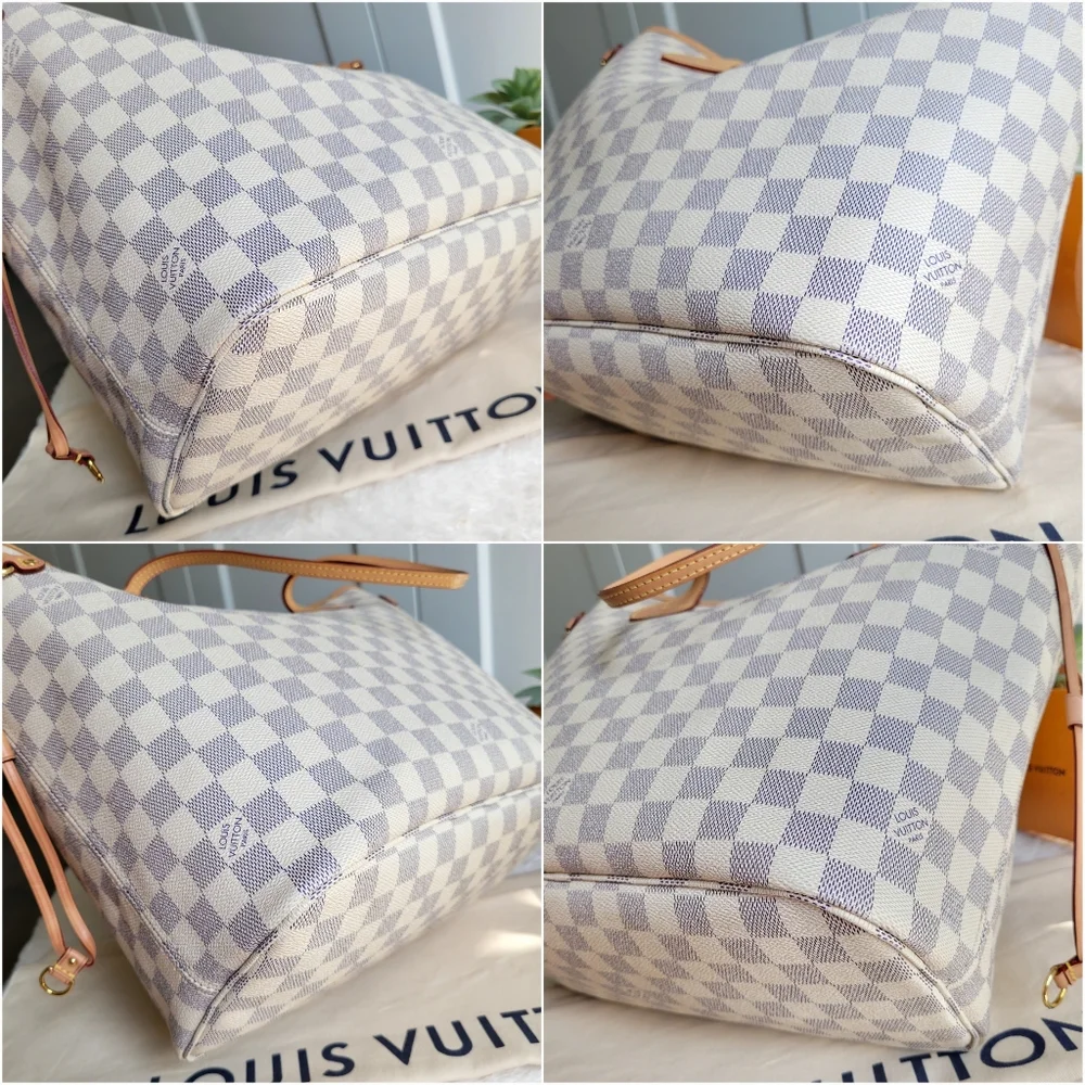 💕BEAUTIFUL Louis Vuitton Tote Bag Neverfull MM Damier AZUR "Rose Ballerine - Picture 15 of 16